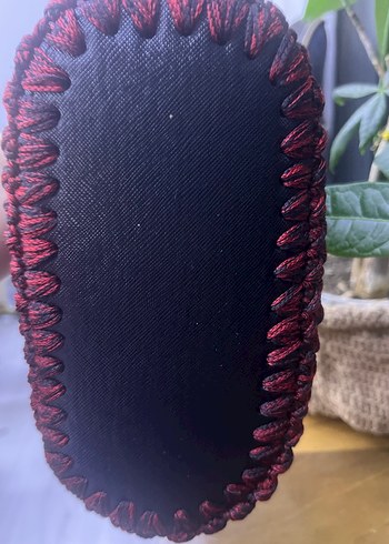 Burgundy Örgü Kadın Çanta el işi tığla örülmüştür - Görsel 5