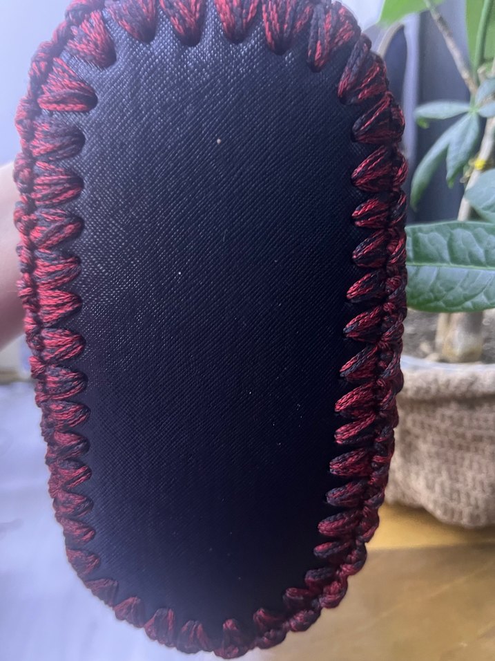 Burgundy Örgü Kadın Çanta el işi tığla örülmüştür - Görsel 5