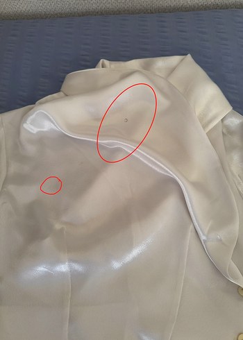 Beyaz şal yaka saten crop Bluz - Görsel 5