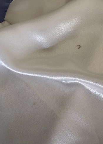 Beyaz şal yaka saten crop Bluz - Görsel 4