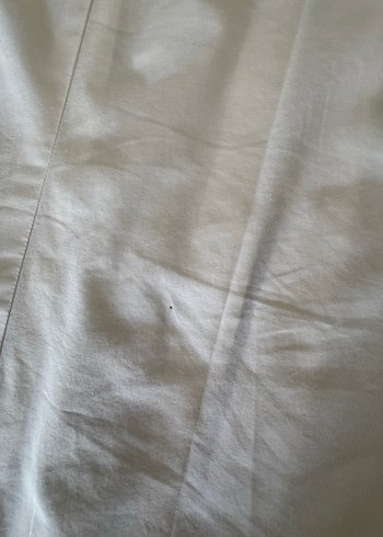 Beyaz Keten Kısa Kollu Düğmeli Kadın Gömlek - Görsel 8