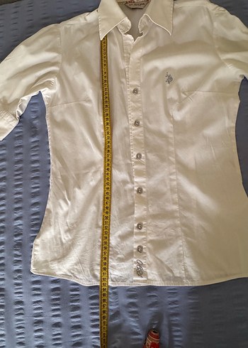 Beyaz Keten Kısa Kollu Düğmeli Kadın Gömlek - Görsel 3