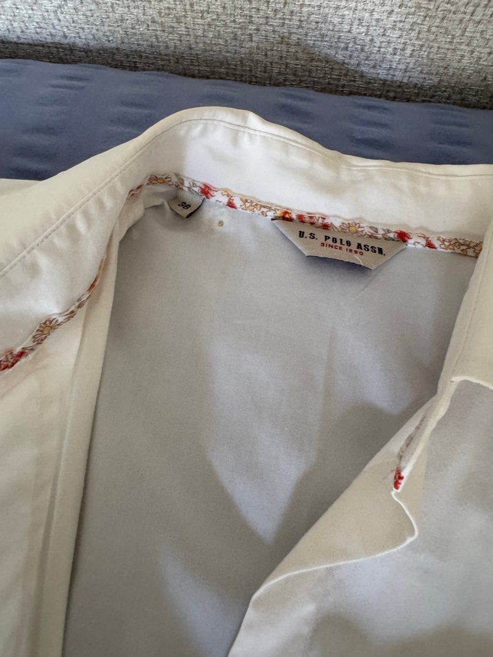 Beyaz Keten Kısa Kollu Düğmeli Kadın Gömlek - Görsel 5