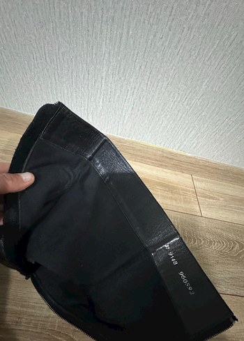 Siyah Deri Kadın dolgu topuk çizme - Görsel 7