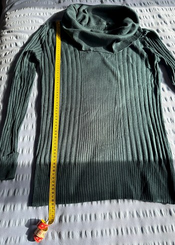 Petrol mavısı genıs degaje yaka Triko Kazak - Görsel 3