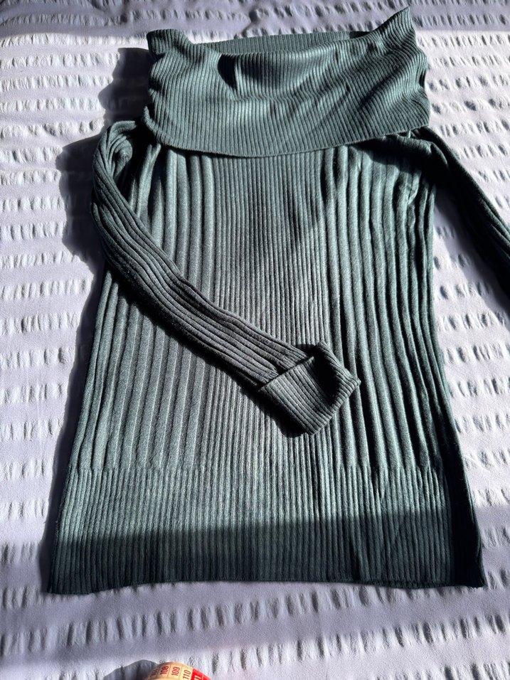 Petrol mavısı genıs degaje yaka Triko Kazak - Görsel 4