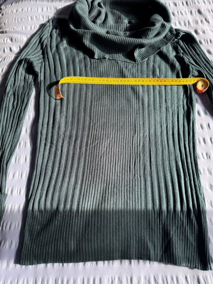 Petrol mavısı genıs degaje yaka Triko Kazak - Görsel 2