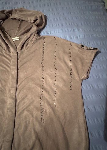 Açık kahve Kapüşonlu Düğmeli Kadın Ceket - Görsel 2