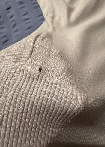 Beyaz Oversize Triko yarım kol kazak - Görsel 5