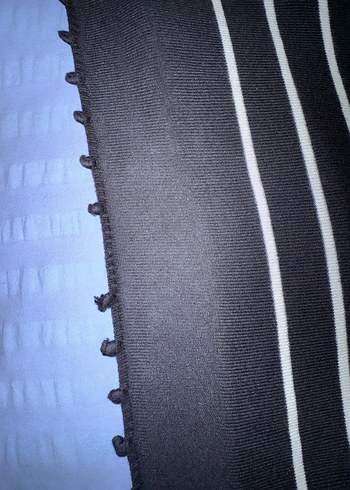 Çizgili siyah  Balıkçı Yaka  geniş Triko Kazak - Görsel 5