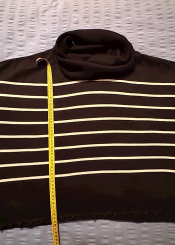 Çizgili siyah  Balıkçı Yaka  geniş Triko Kazak - Görsel 2