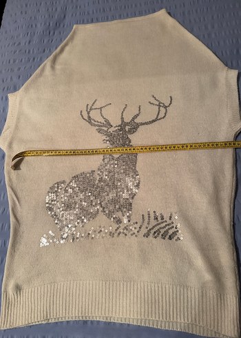 Bohem Tarz Bej Boğazlı Kolsuz Triko Süveter - Görsel 3