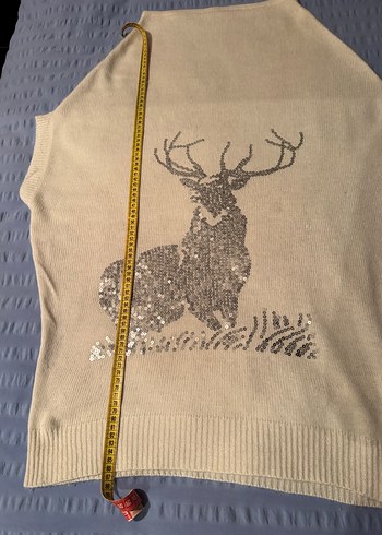 Bohem Tarz Bej Boğazlı Kolsuz Triko Süveter - Görsel 2