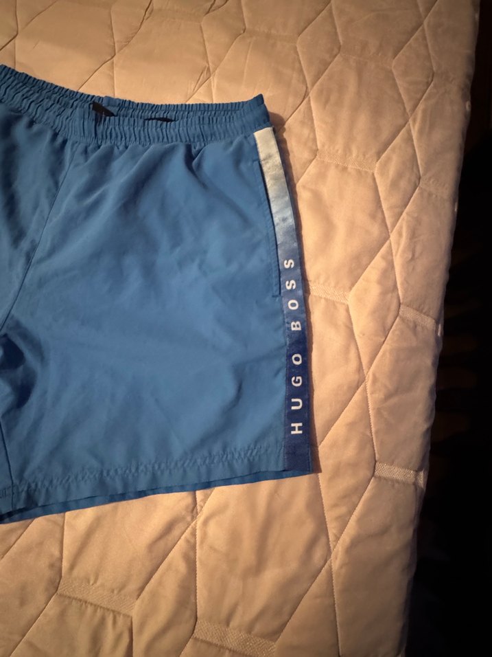 Mavi beli lastik Kemerli kısa Erkek Deniz Şortu - Görsel 2