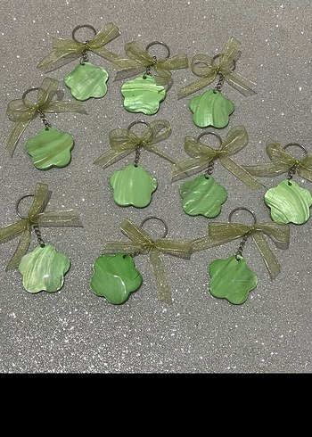 Yeşil sedef çiçek Boncuklu Bohem Anahtarlık - Görsel 2