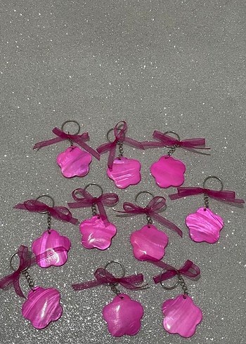 Pembe Sedef çiçek Bohem Anahtarlık - Görsel 2