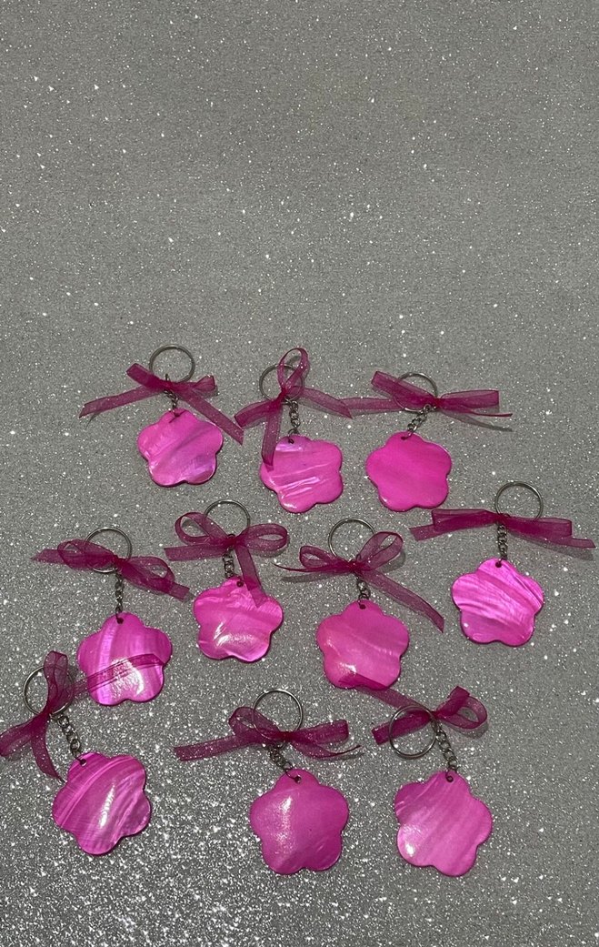 Pembe Sedef çiçek Bohem Anahtarlık - Görsel 2