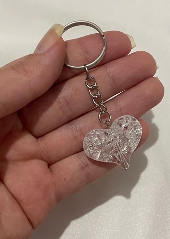 Beyaz Kalp Anahtarlık - Görsel 2