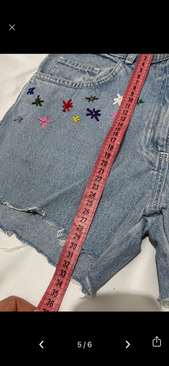 Vintage çiçekli bohem Kadın Kot Şort XS - Görsel 5