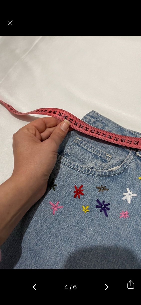 Vintage çiçekli bohem Kadın Kot Şort XS - Görsel 4