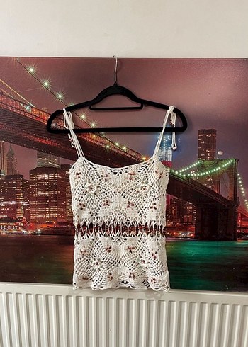 İnce Askılı boncuk İşlemeli Bluz S-M - Görsel 4