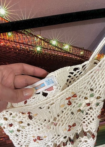 İnce Askılı boncuk İşlemeli Bluz S-M - Görsel 5