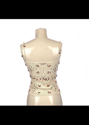 İnce Askılı boncuk İşlemeli Bluz S-M - Görsel 3