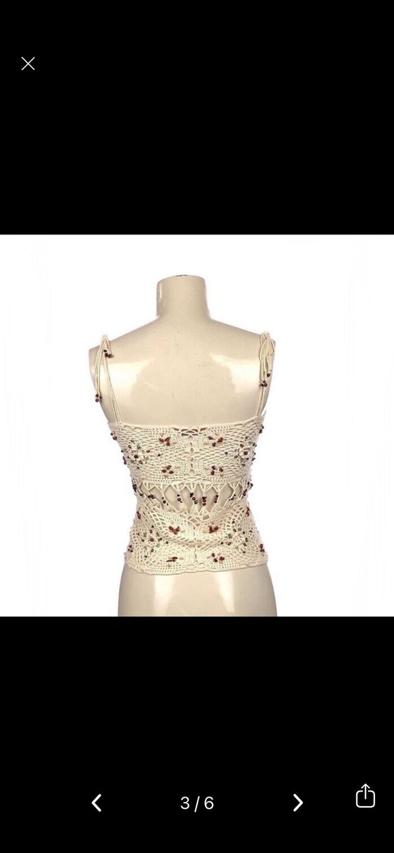 İnce Askılı boncuk İşlemeli Bluz S-M - Görsel 3