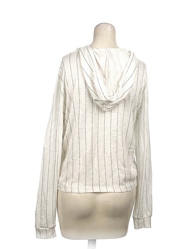 Beyaz Kapüşonlu Rock Punk Kadın Sweatshirt - Görsel 3