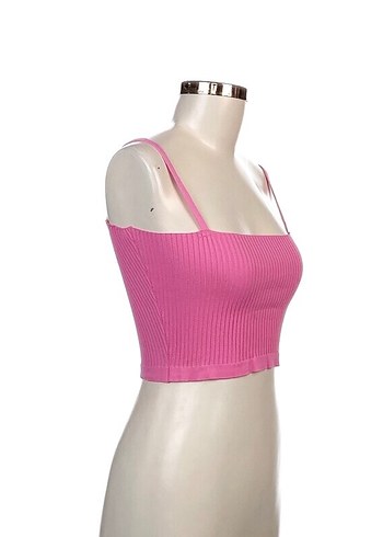 Pembe İnce Askılı Kadın Triko Atlet S - Görsel 2