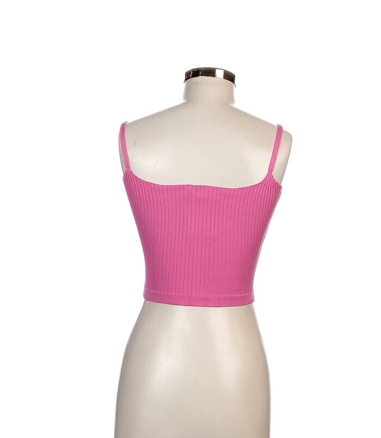 Pembe İnce Askılı Kadın Triko Atlet S - Görsel 3