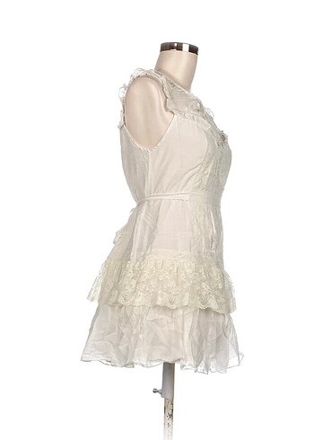 Dantelli Beyaz Mini Elbise S - Görsel 2