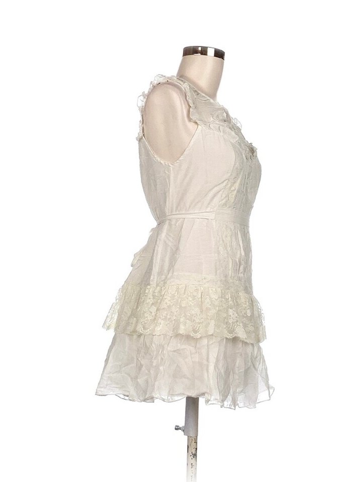 Dantelli Beyaz Mini Elbise S - Görsel 2