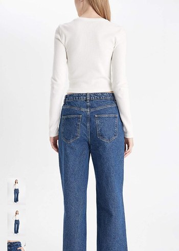 Kadın Lacivert Bol Kesim Kot Pantolon - Görsel 4