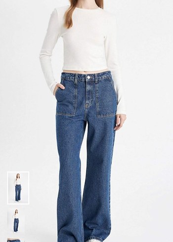 Kadın Lacivert Bol Kesim Kot Pantolon - Görsel 2