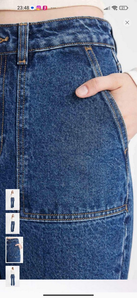 Kadın Lacivert Bol Kesim Kot Pantolon - Görsel 3