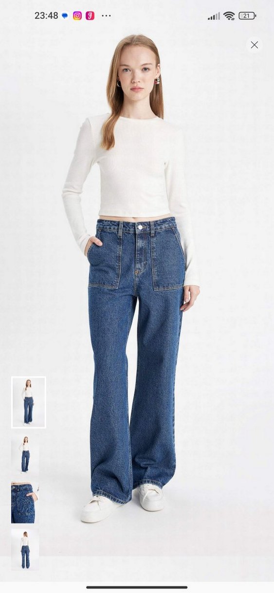 Kadın Lacivert Bol Kesim Kot Pantolon - Görsel 2