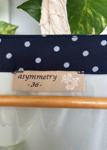 Asymmetry Lacivert Puantiyeli Düğmeli Elbise - Görsel 4