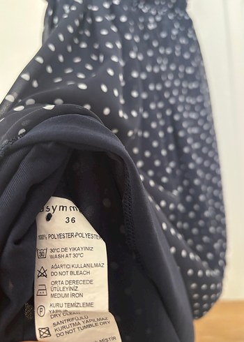 Asymmetry Lacivert Puantiyeli Düğmeli Elbise - Görsel 7