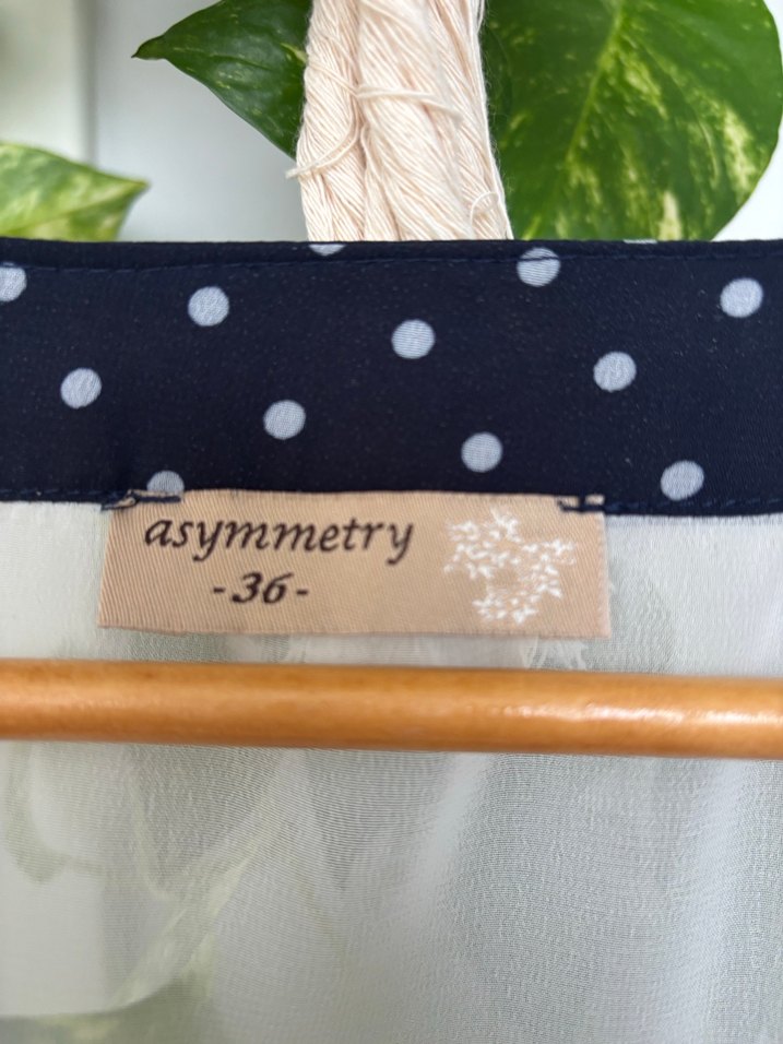 Asymmetry Lacivert Puantiyeli Düğmeli Elbise - Görsel 4