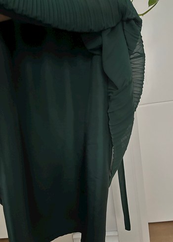 Yeşil Pilili midi Kadın Abiye Elbise - Görsel 5