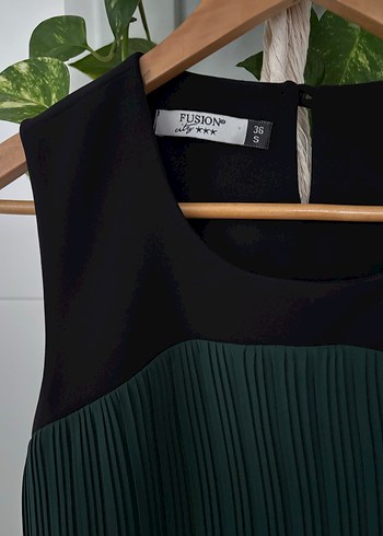 Yeşil Pilili midi Kadın Abiye Elbise - Görsel 3