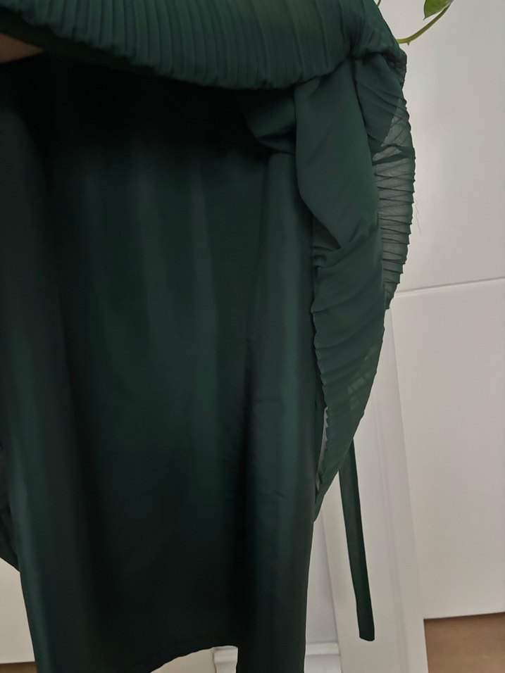 Yeşil Pilili midi Kadın Abiye Elbise - Görsel 5