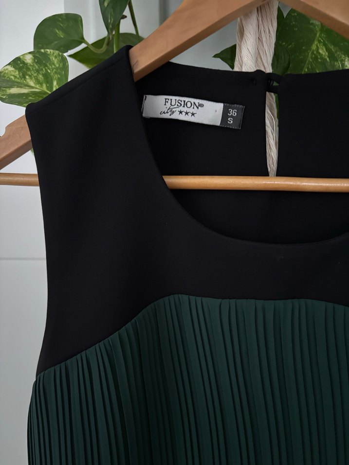 Yeşil Pilili midi Kadın Abiye Elbise - Görsel 3