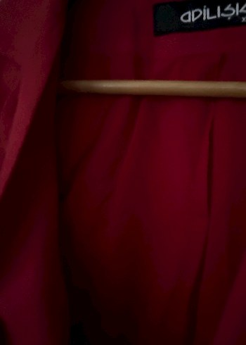 Kısa Kollu Kırmızı Keten Kadın Blazer - Görsel 6