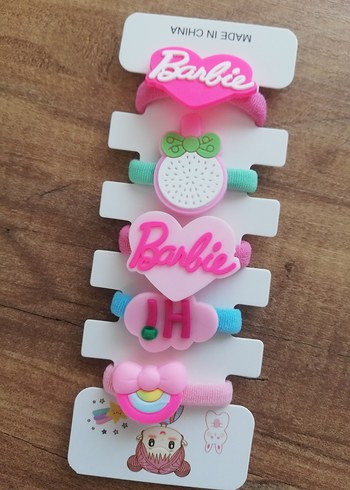Renkli Barbie Desenli Elastik Çocuk Toka Seti