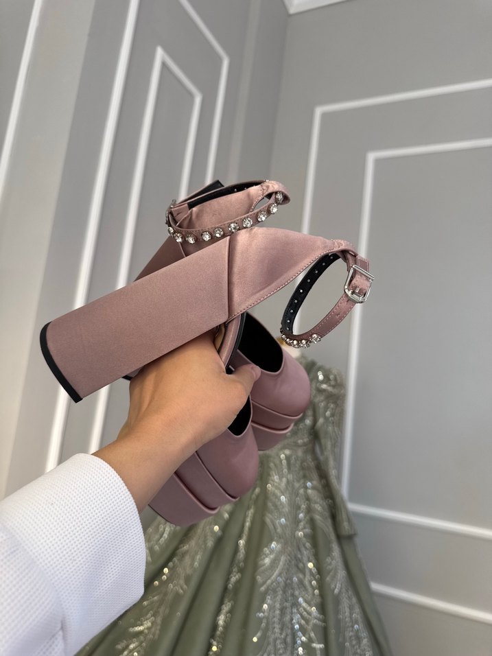 Pembe gül kurusu Platform Topuklu Kadın Ayakkabı - Görsel 5