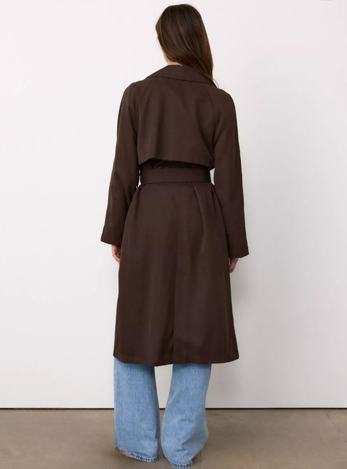 Kahverengi Uzun Denim Trençkot Stradivarius - Görsel 2