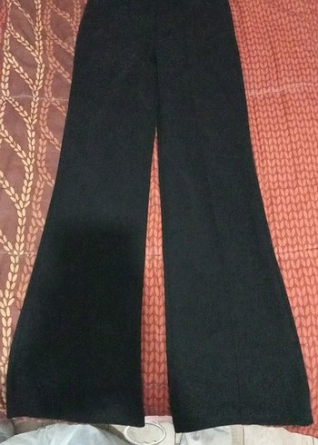 Düğmeli Siyah Kadın Kumaş Pantolon - Görsel 3