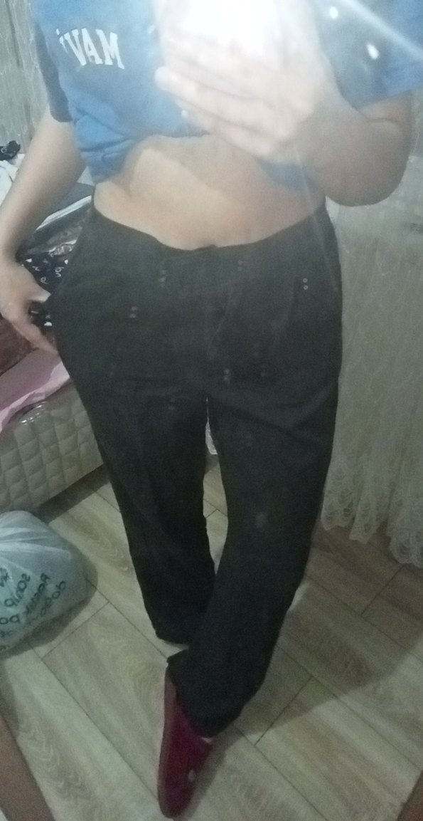 Siyah Kadın Salaş Pantolon - Görsel 5